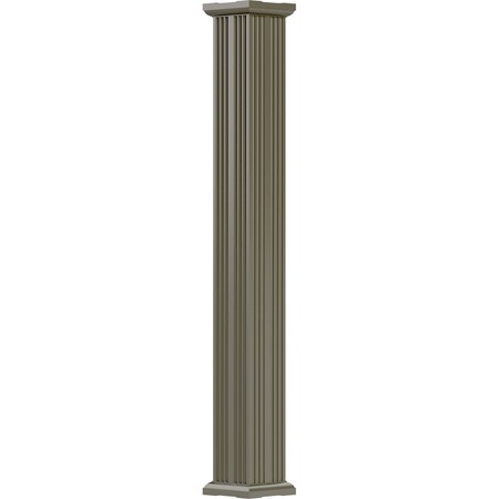 Ekena Millwork 8" x 10' Endura-Aluminum Column, Square Shaft (For Post Wrap Installation), Non-Tapered, FLuted EA0810INFSCTUTU